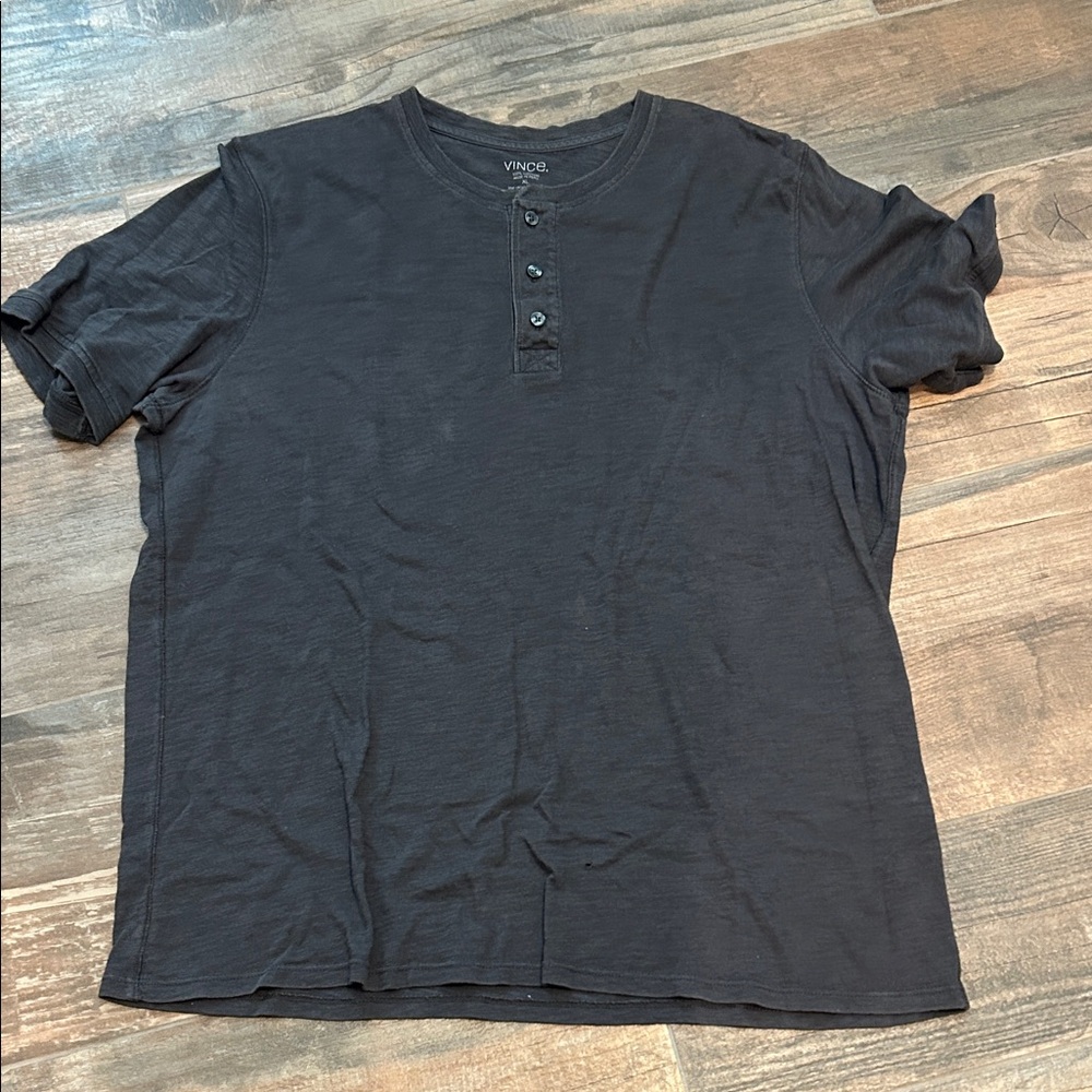 Vince Charcoal Short Sleeve Henley